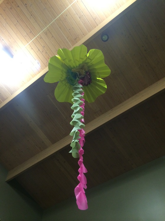 We hung these flowers from the 25 foot ceiling in the worship center. Some people thought they were jellyfish, which was great.