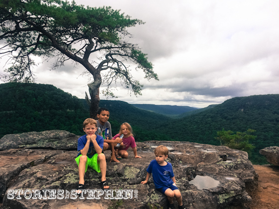 The kids relaxing on Buzzard's Roost.