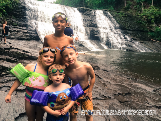 The kids enjoyed swimming and riding natural water-slides in the icy cold water at the Cascades. 