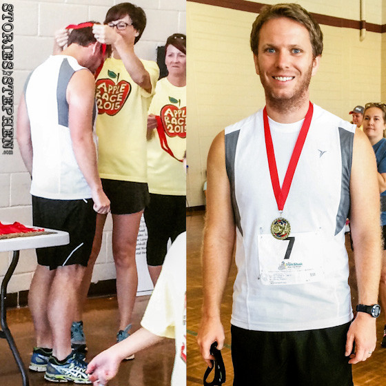 Receiving my medal for 1st overall at the Apple Foundation 5K Race 2015.