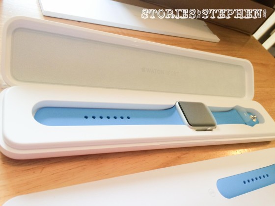 The Apple Watch was held within a case inside the box.