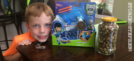 Will picked out a Miles From Tomorrowland "Scout Rover" toy for his winning prize.
