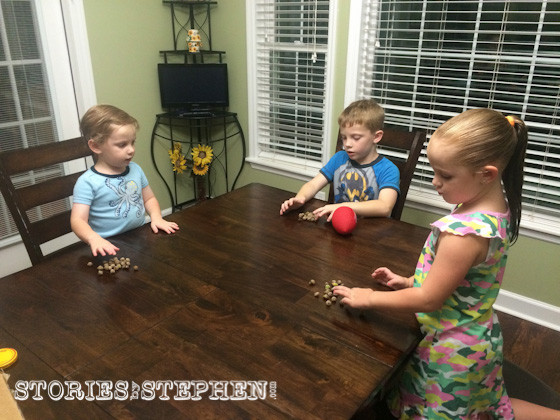 The kids got to practice their counting skills during this family activity.