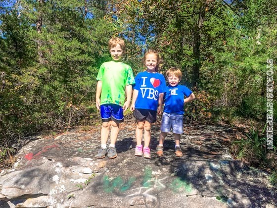 The kids on top of another big rock at Little River Canyon.