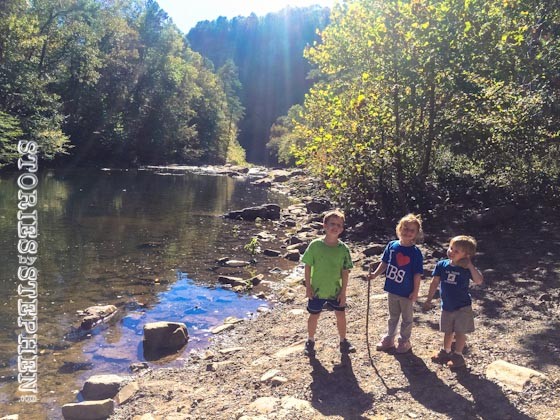 The kids by Little River.