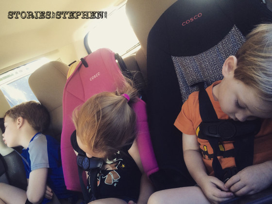 The kids worn out after a long, eventful day at the Memphis zoo.