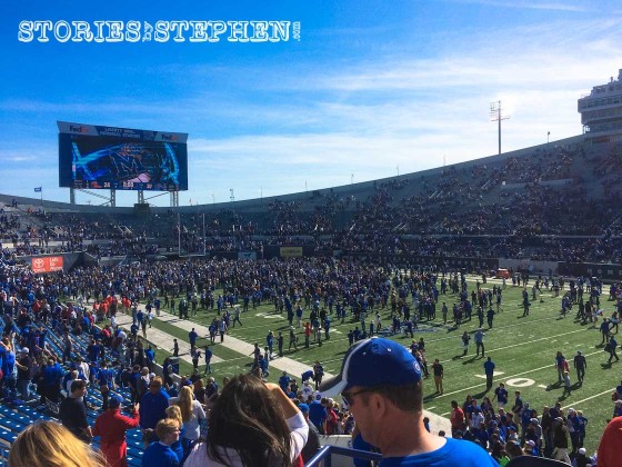 Many fans rushed the field after the win against Ole Miss.