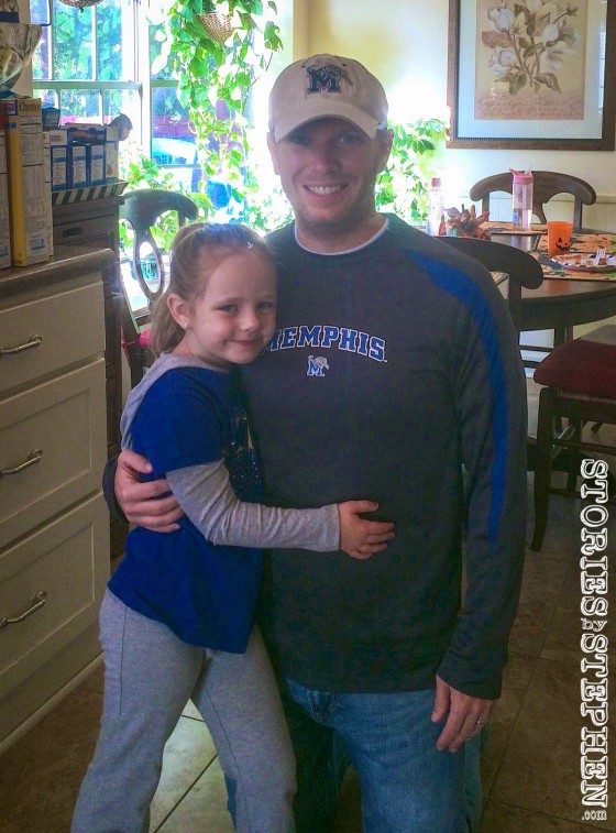 Julie Beth is also in her Memphis Tigers gear, although she just watched the game on TV.
