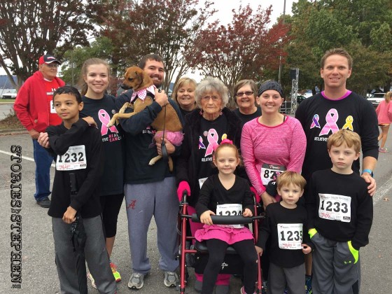 11 people + 1 dog from our family participated in the 2015 Pink Pumpkin Run "Fun Walk."