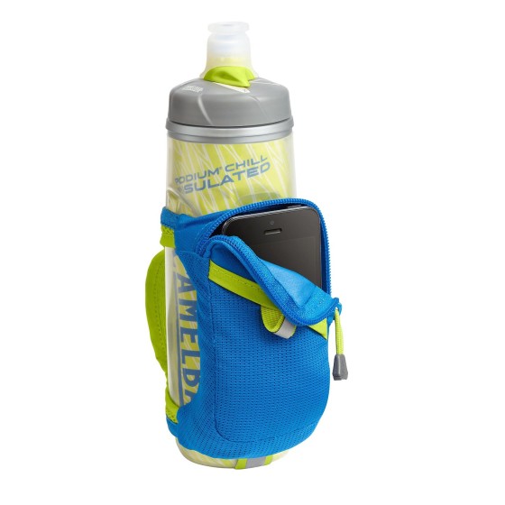 The CamelBak Quick Grip Chill Handheld Water Bottle is perfect for carrying water on long runs and hot weather runs.