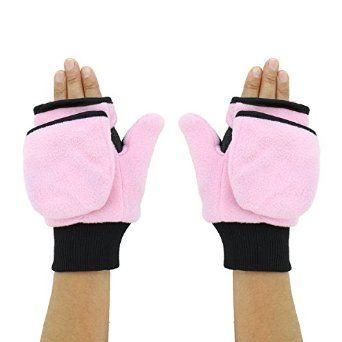 These pink fleece flip-top mittens would make the perfect gift for that girl in your life who runs all winter.