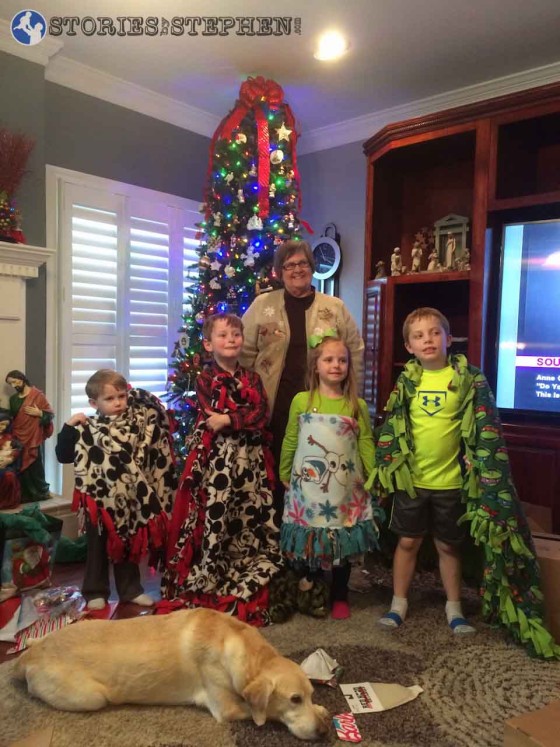 Granny made all the kids fleece blankets.