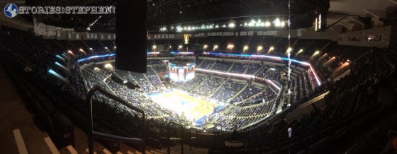 Memphis Tigers basketball at the FedEx Forum. It was a day game on a work-day, so the crowd was tiny. We had a whole huge section to ourselves.