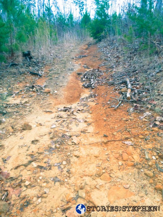 2 days after heavy rainfall, there was plenty of mud and red clay on the trails.