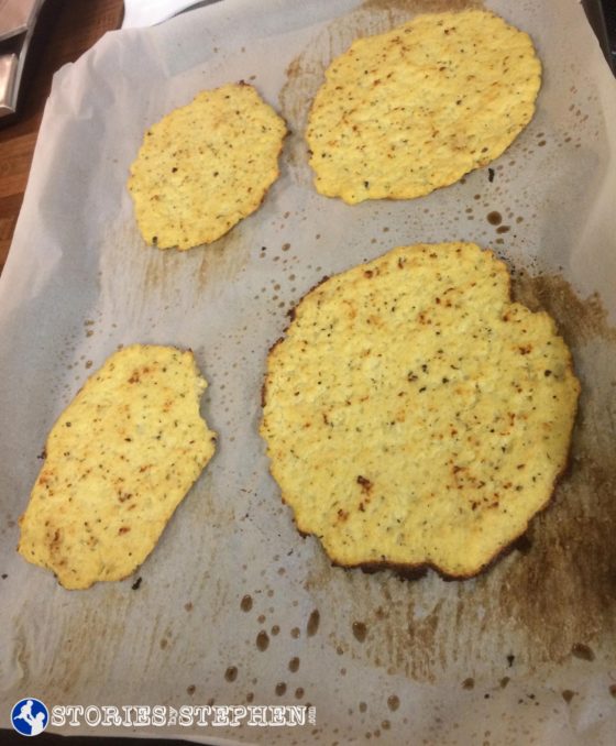Homemade cauliflower tortillas. If that sounds disgusting, it is not nearly as bad as it sounds. They actually are not bad, although I could not get them to bend like flour tortillas, meaning I ate open-face tacos.