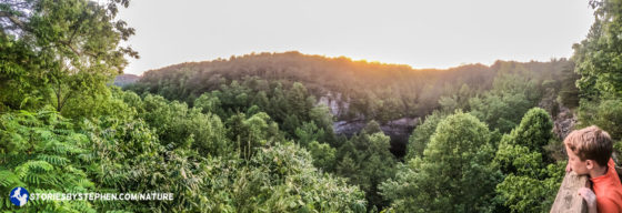 Will watches the sunset over Foster Falls.