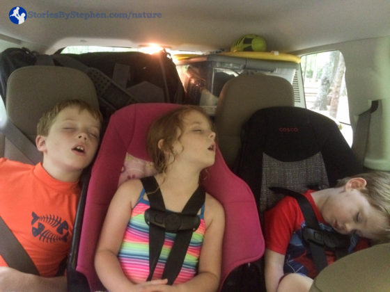 Once again the kids were worn out and all fell asleep in the car driving back to the campground.