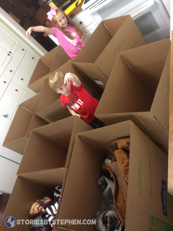 Sam and Julie Beth love to help me sort things into boxes to get everything off the floor.